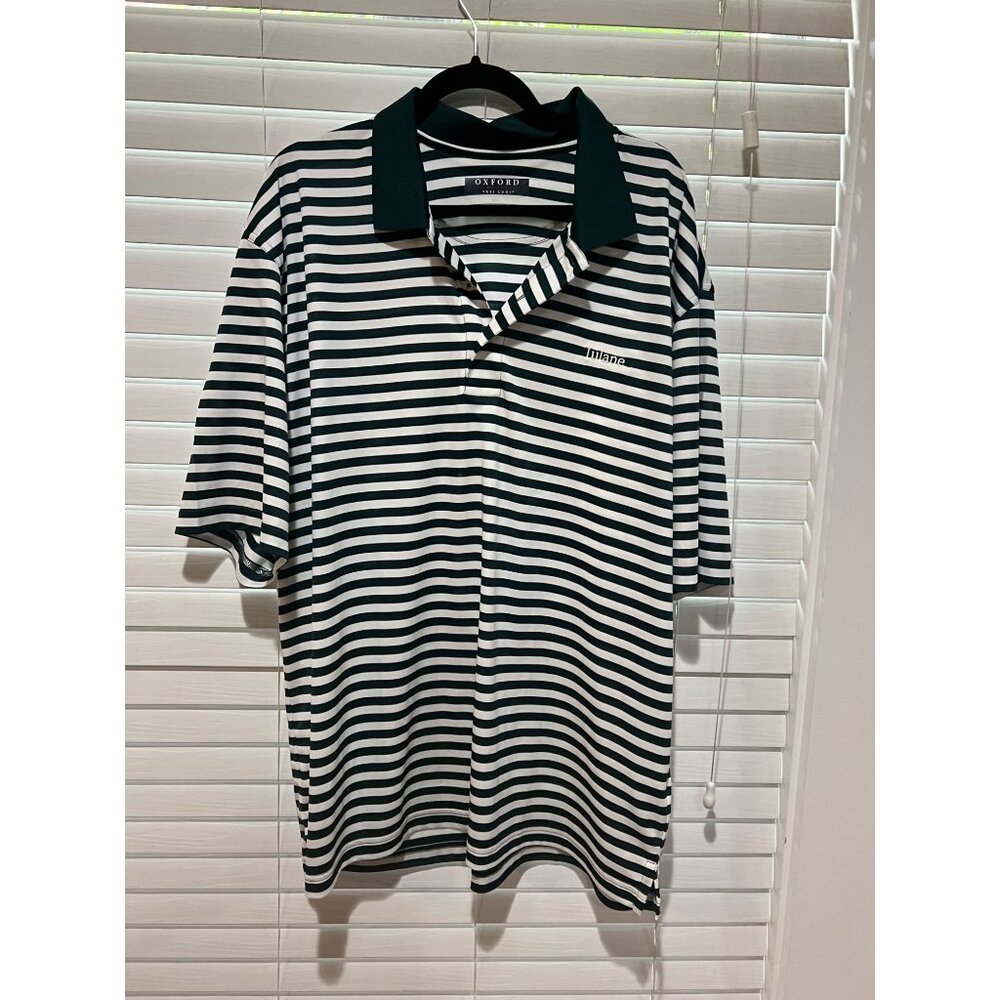 Oxford America Tulane University Striped Polo‎ Shirt Mens XXL Green White Golf